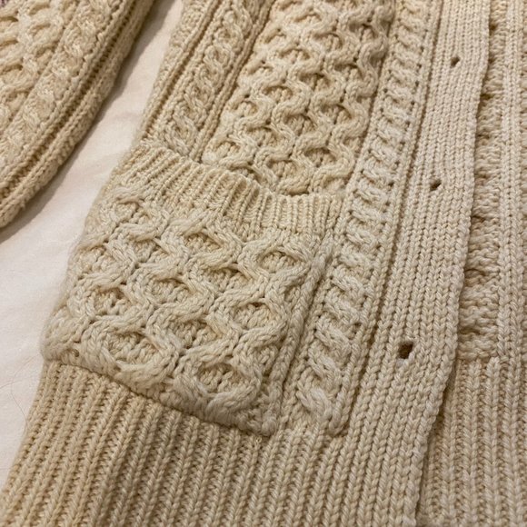 Knit Off White/Cream Cardigan with Black Buttons - Picture 3 of 5